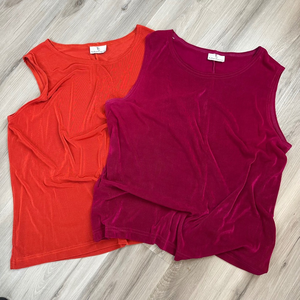 The Travel Collection 2 Pc Tank Set XL(?) Magenta Orange Sleeveless Tops‎ READ
